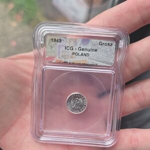 1949 Polish Grosz Coin in Protective Case Proof Of Purchase Available Also Ask